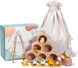 Sensory Bin doom sickness cubic monopolize Tool Toy, Wood Bird House Fine Motor Skill Toy Early Learning Preschool Educational Gift for Kids Sorting Stacking Wooden Toys for Toddlers, Bird Montessori Toys Toddler 