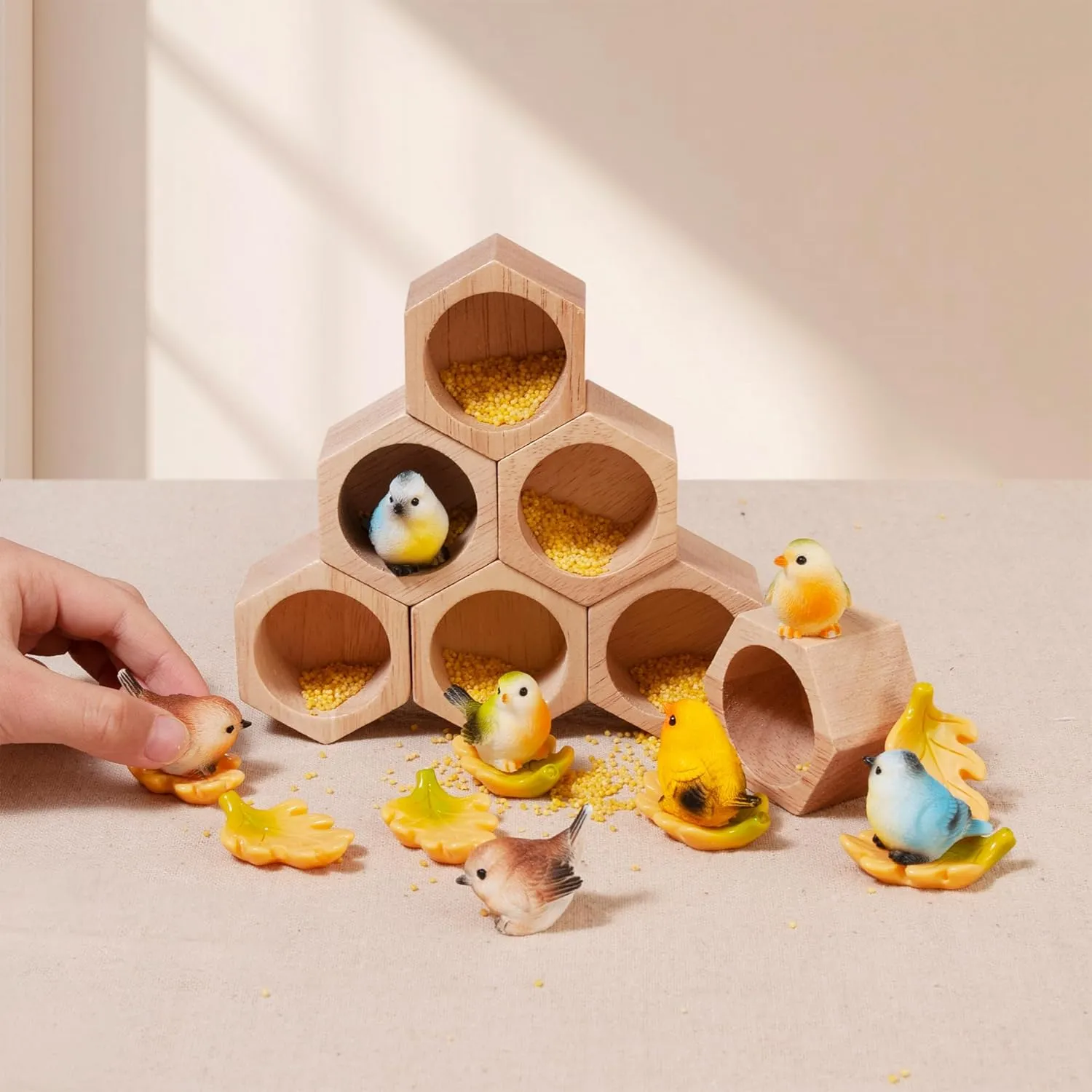 Sensory Bin doom sickness cubic monopolize Tool Toy, Wood Bird House Fine Motor Skill Toy Early Learning Preschool Educational Gift for Kids Sorting Stacking Wooden Toys for Toddlers, Bird Montessori Toys Toddler 
