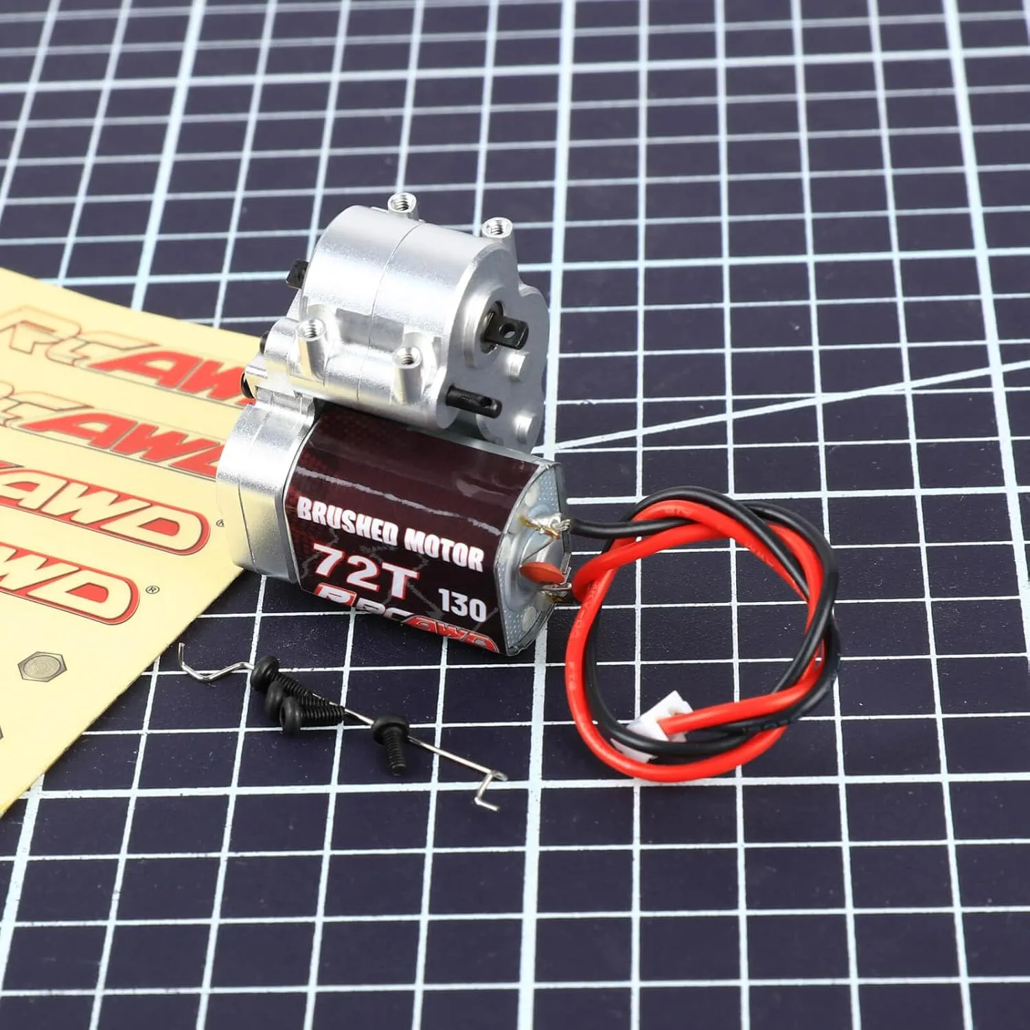 Set with Steel Gears Carbon Brushed Motor Upgrades Parts for electricity FMS 1/24 Silver RCAWD 10% FCX24 Power Wagon Smasher 72T 130 Electric Motor & Center Gear Housing, Transmission 