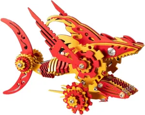 Shark Puzzle, DIY Marine Creature Model for Adults, Collectors Display MakerTopia 3D Metal Sawtooth Shark Model Kit, 211 Piece eradicate Mechanical Metal 