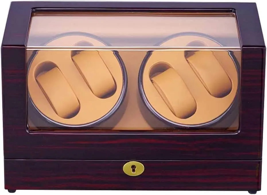 Shell Leather Pillow Tempered Glass (C) Automatic Rotate Wood Watch scrutinize enthusiastic Winder Storages BoxWatch Box Wood 