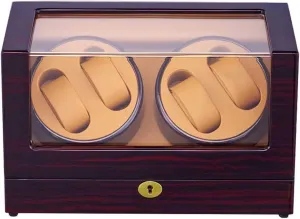 Shell Leather Pillow Tempered Glass (C) Automatic Rotate Wood Watch scrutinize enthusiastic Winder Storages BoxWatch Box Wood 