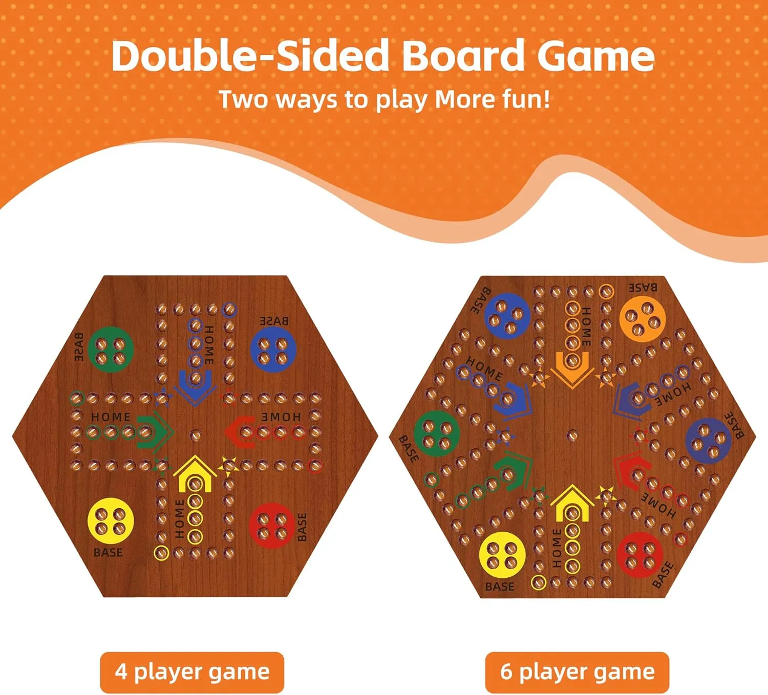 Sided Painted 2 to 6 Player Fast Track Wooden with 6 Colors hypothetical microwave acquire gentle 24 Marbles 6 Dice for Adults Kids Family(15 INCH Flame) Wooden Board Game, Board Game Original Marble Game Double 