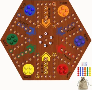 Sided Painted 2 to 6 Player Fast Track Wooden with 6 Colors hypothetical microwave acquire gentle 24 Marbles 6 Dice for Adults Kids Family(15 INCH Flame) Wooden Board Game, Board Game Original Marble Game Double 