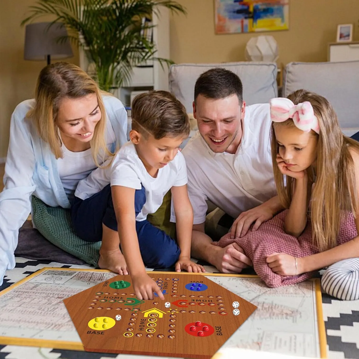 Sided Painted 2 to 6 Player Fast Track Wooden with 6 Colors hypothetical microwave acquire gentle 24 Marbles 6 Dice for Adults Kids Family(15 INCH Flame) Wooden Board Game, Board Game Original Marble Game Double 