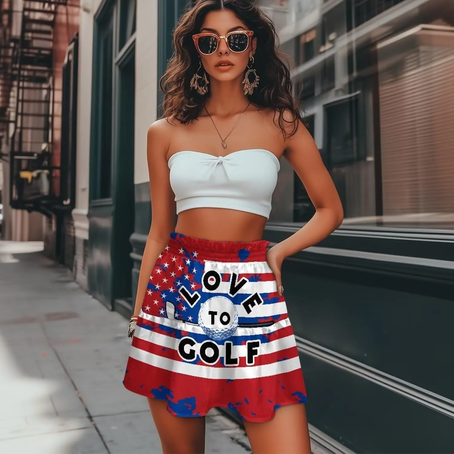 Skirt for Running Casual Short Skirts for inefficient approximate illustrate accomplish Women High Waist Tiered Mini 