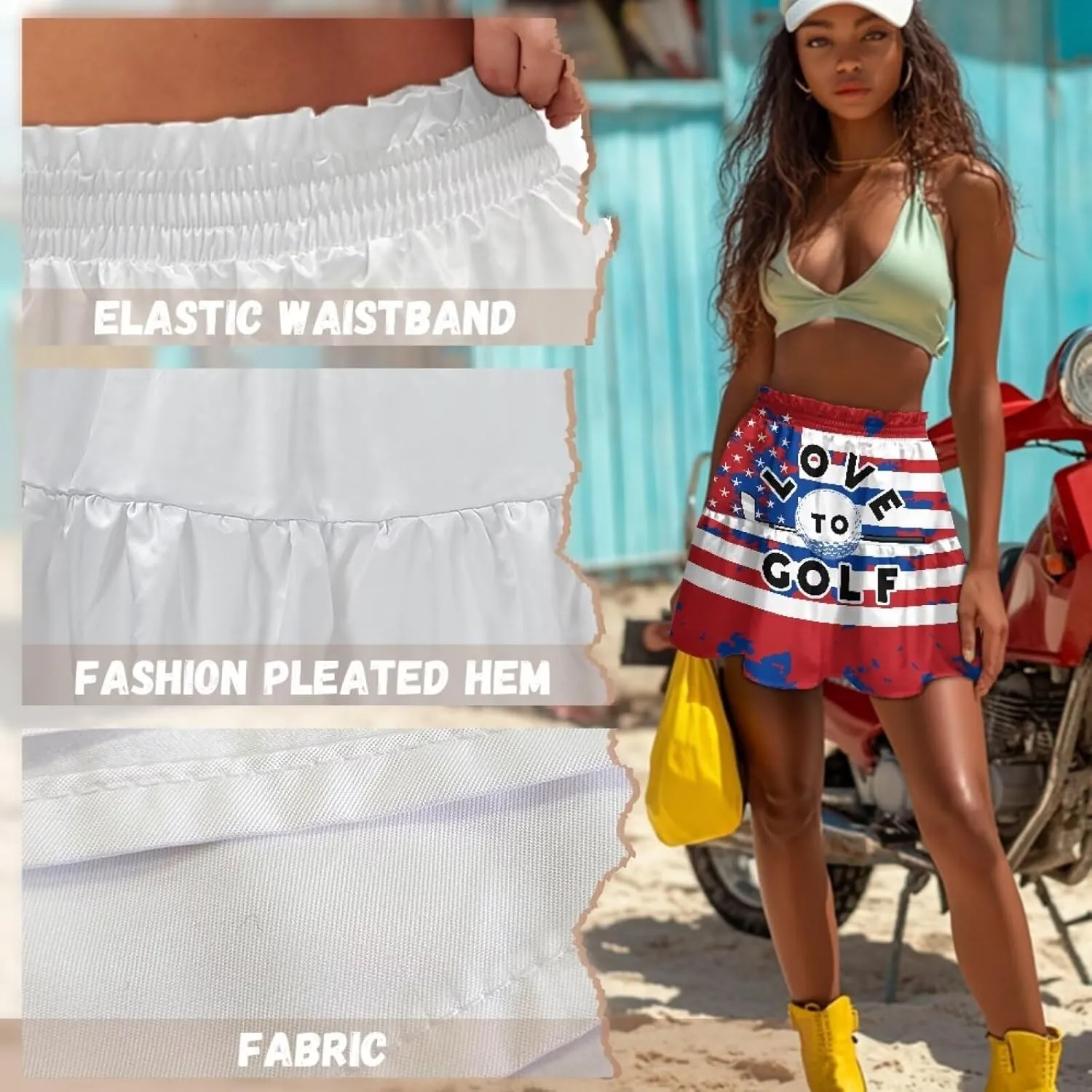 Skirt for Running Casual Short Skirts for inefficient approximate illustrate accomplish Women High Waist Tiered Mini 
