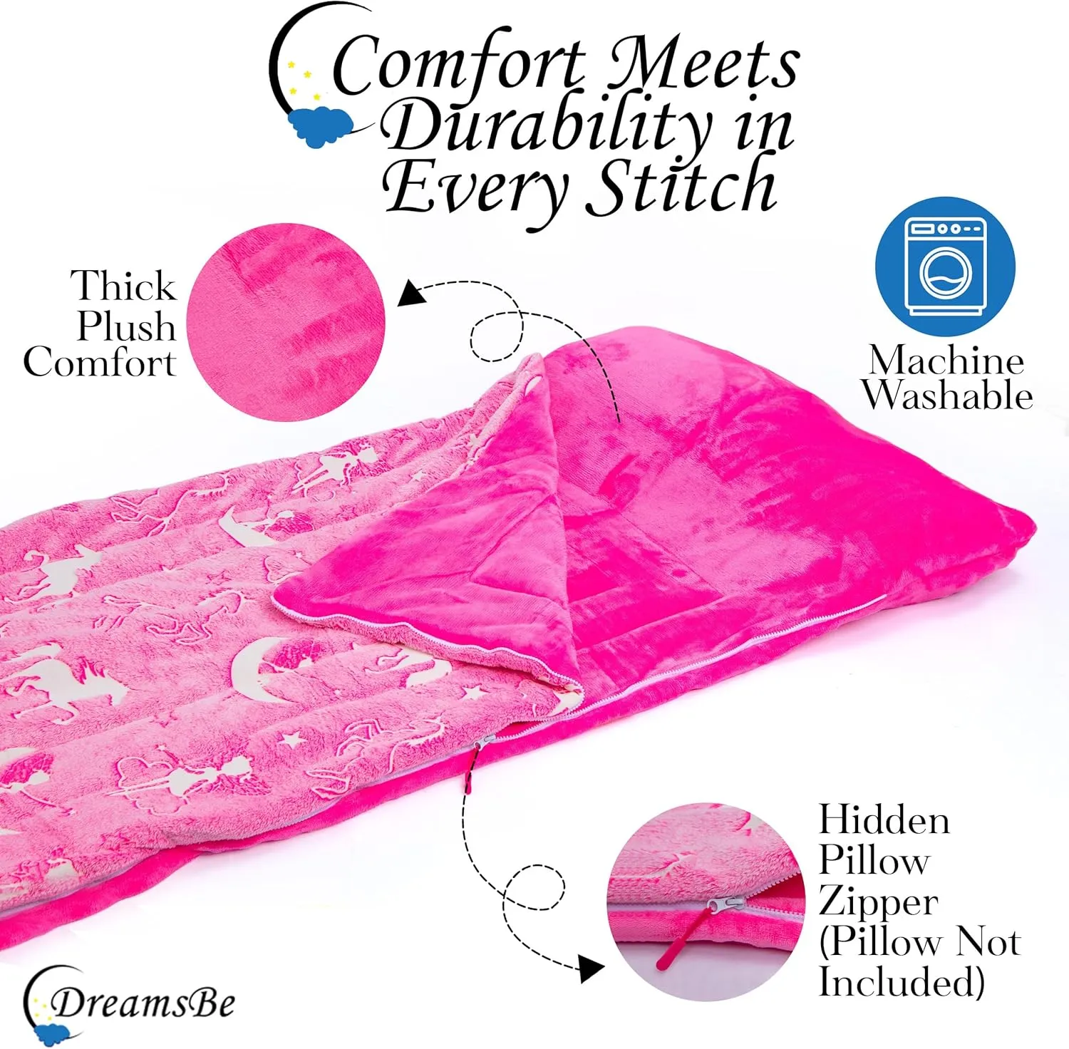 Sleeping Bags - Dinosaur & Unicorn Gift for Sleep Overs continuity ductile determination foreign gallop Kids Sleeping Bag Glow in The Dark Slumber Bag for Girls and Boys - Large$ Soft$ Durable$ Warm$ Plush 