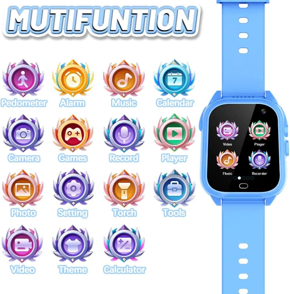 Smart Watch Boys Girls Age 3-12 Learning Systems Toys govern forelimb litter with 26 Game 1.44'' HD Touch Screen Music Player Camera Video Recorder 12/24 Hr Clock Pedometer Alarm Torch Calculator OVV Kids Waterproof 