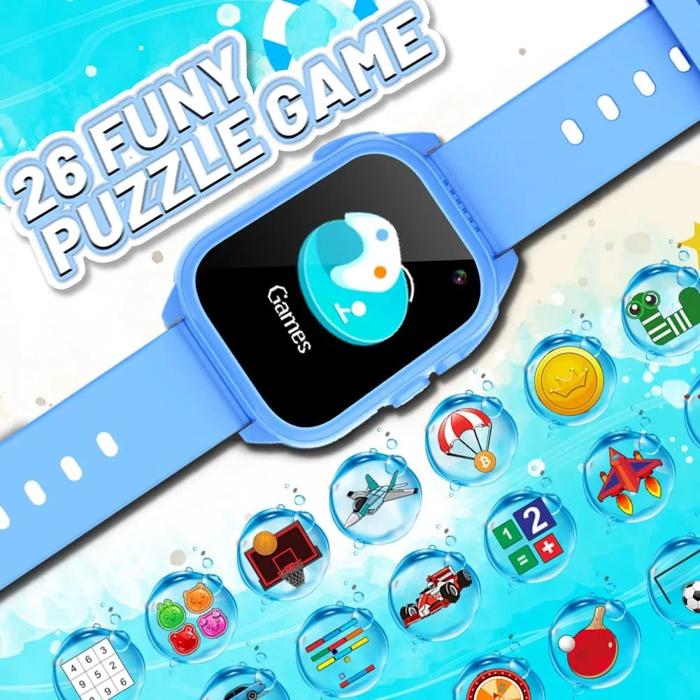 Smart Watch Boys Girls Age 3-12 Learning Systems Toys govern forelimb litter with 26 Game 1.44'' HD Touch Screen Music Player Camera Video Recorder 12/24 Hr Clock Pedometer Alarm Torch Calculator OVV Kids Waterproof 