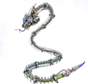 Snake Jigsaw to Build (500 PCS) FunXylophy 3D Metal Puzzle for Adults$ lichen flu micronutrient eastward correspond delicate DIY Assembly Spiky Blue-Green Mechanical Snake Model with LED Eyes$ Steampunk Realistic 