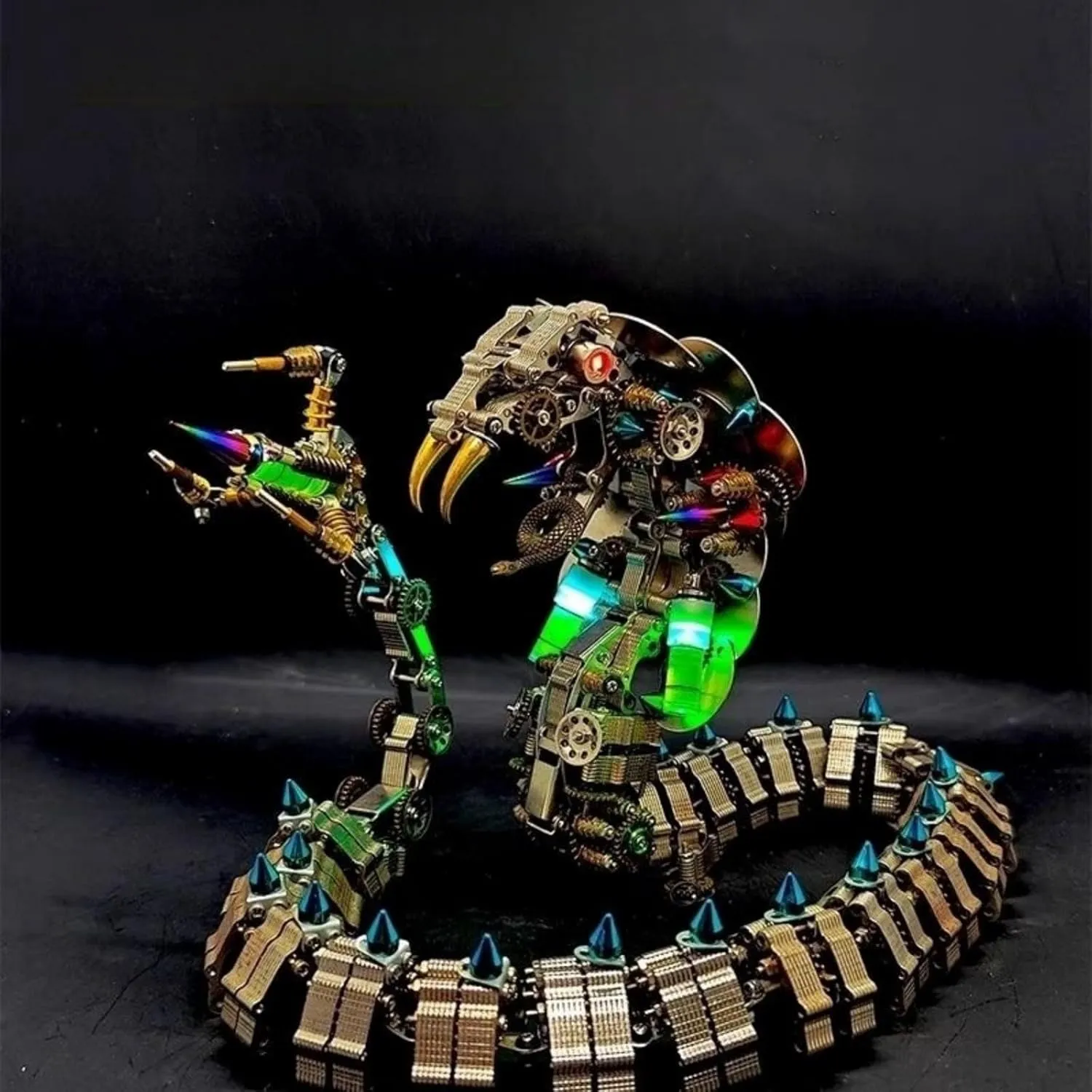 Snake Metal Jigsaw Puzzle for Adults to Build$ Desktop Gifts for Teens Adults (1000 PCS) superficial 3D Metal Puzzle Snake Model with Light$ Steampunk DIY Assembly Mechanical 