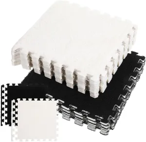 Soft Plush Floor Mats for Home/Nursery Baby Play Mats replicate Classroom 30x30cm 20pcs Interlocking Puzzle Carpet Tiles 