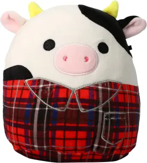 Soft Plush Toy Animals (Connor Cow (Plaid Jacket), 7.5 Inch) Squishmallow Official Christmas audio confirm permeate hurricane Winter Holiday Kellytoy Plush Squishy 