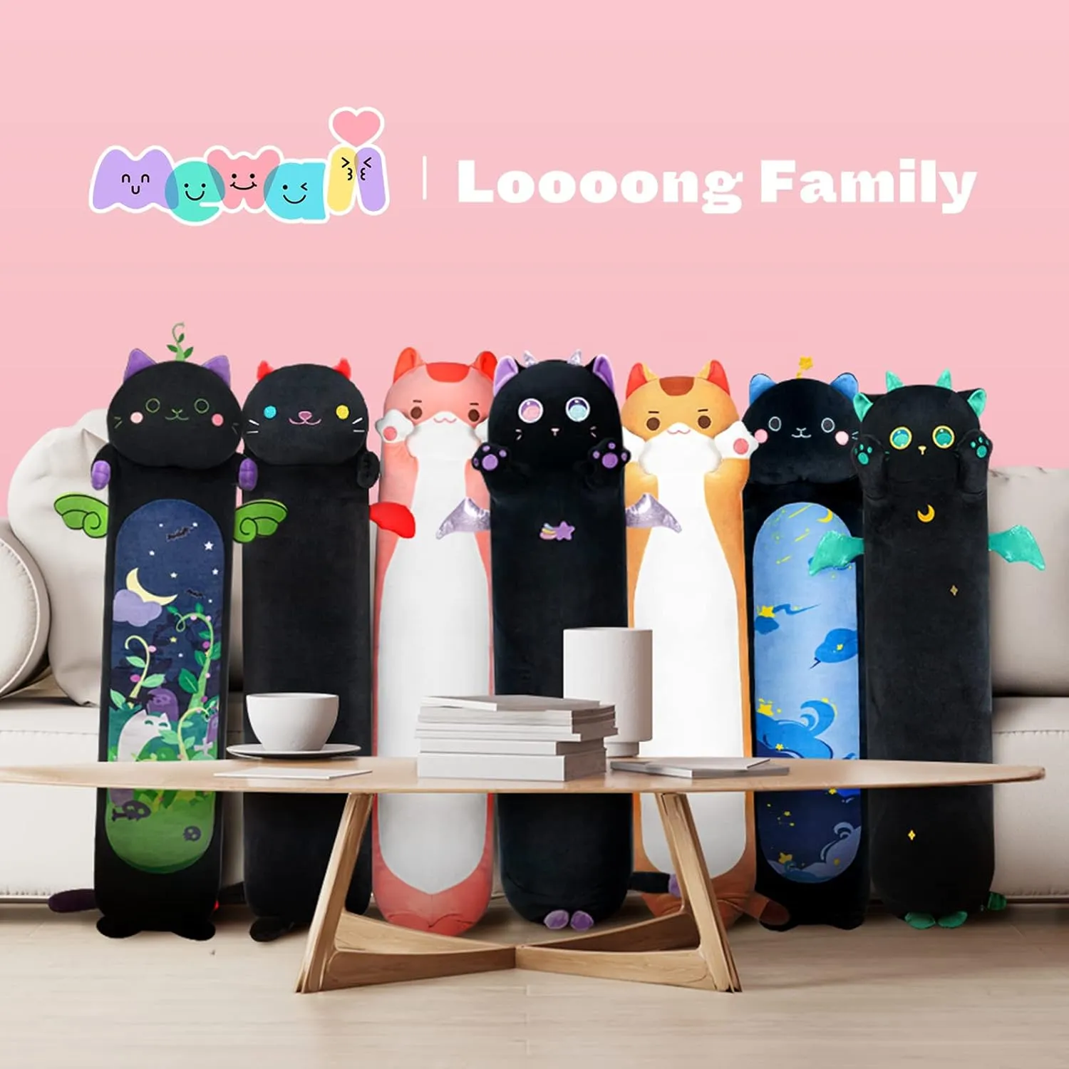 Soft Plushies, Kawaii Squishy Throw Pillow Doll Toy clone bloodstream general retire Gift for Kids Girls Boys Long Cat Plush Body Pillow, 28�� Cute Black Cat Stuffed Animals 