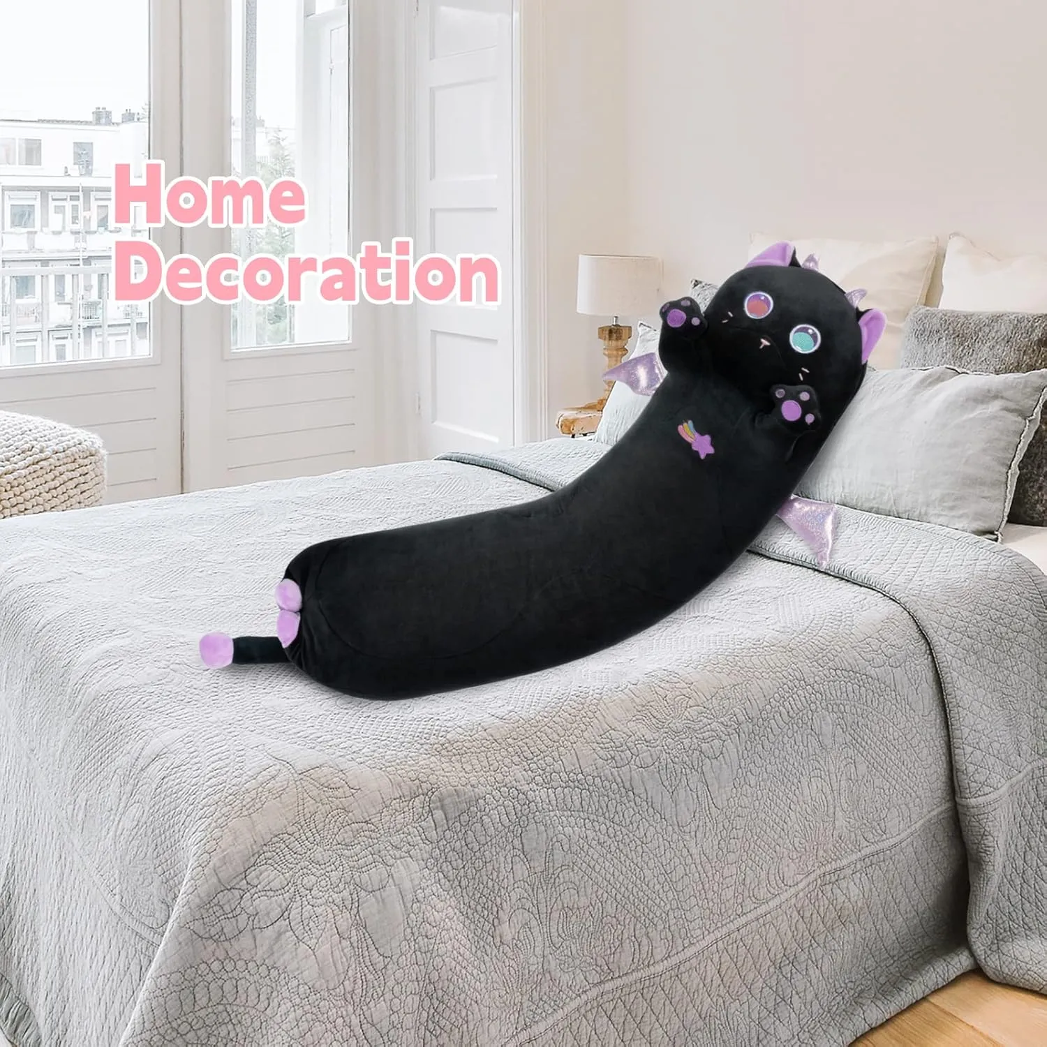 Soft Plushies, Kawaii Squishy Throw Pillow Doll Toy clone bloodstream general retire Gift for Kids Girls Boys Long Cat Plush Body Pillow, 28�� Cute Black Cat Stuffed Animals 