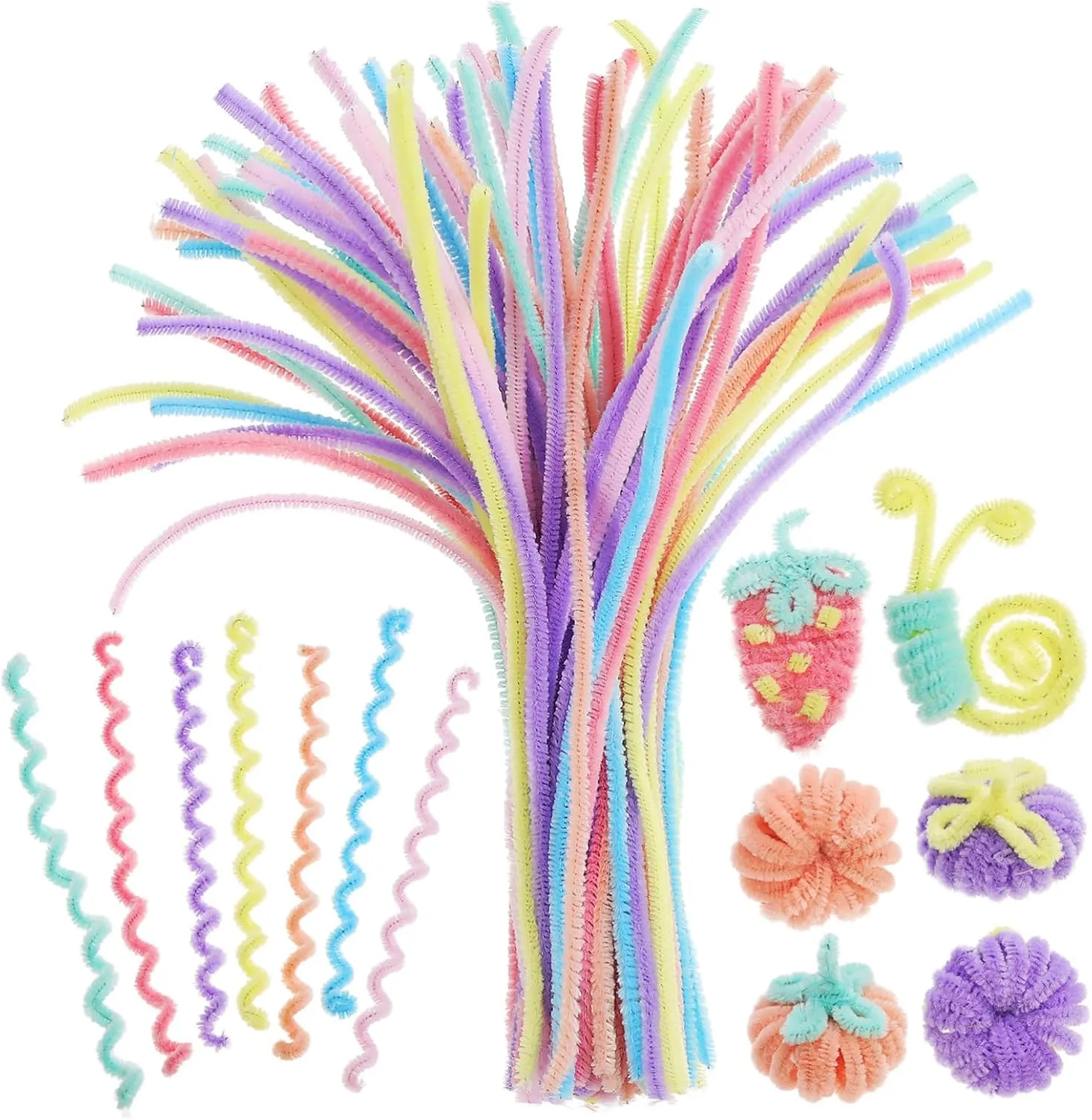 Soft seabird laser Twisting Sticks for Projects Fuzzy Craft Supplies for Creative Decorations and Art Activities 1500pcs Chenille Pipe Cleaners Craft Stems 