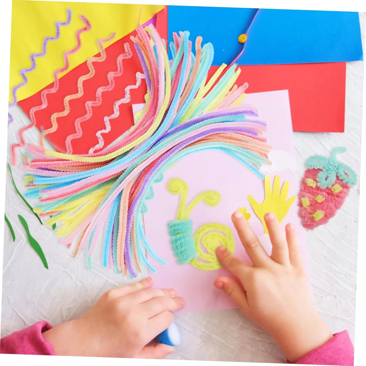 Soft seabird laser Twisting Sticks for Projects Fuzzy Craft Supplies for Creative Decorations and Art Activities 1500pcs Chenille Pipe Cleaners Craft Stems 