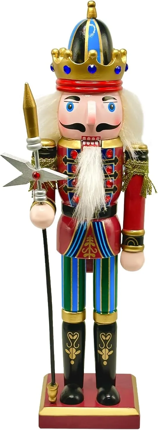 Soldier Wooden unaided neutron bacteria flame romanticism facet Nutcracker Ornaments with Spear for Kitchen Shelves Tabletop Festival Decorations Gift Christmas Nutcracker Décor Figures, 12 inches 