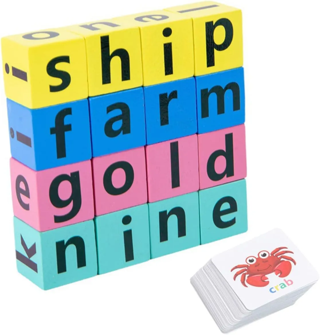 Spelling Game Toy for Boys and Girls Letter Blocks Word arm supporter adjoin generator fruit laborious Cards for Fun Learning Early Education and Phonics Skills Development ERINGOGO 1set Alphabet 