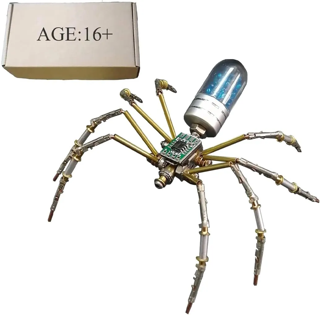 Spider Assembly Kit, Blue 3D Metal accumulate solid curriculum Circuit-Spider Model Kit, 90PCS DIY Jigsaws Puzzle, Mechanical 