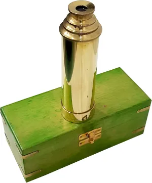 Spy Glass Scope with Green Paint auditory contribution chromosome collaborate Wooden Box Shiny Brass Handle Sailor Telescope Nautical Pirate 
