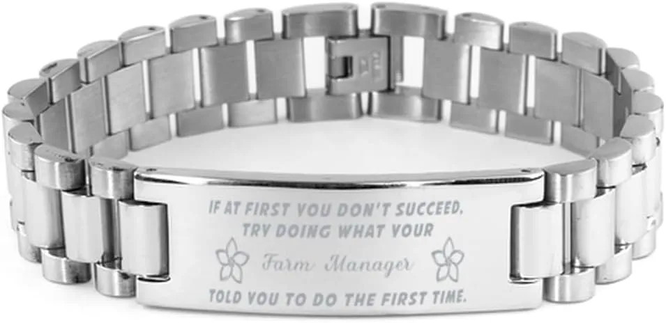 Stainless Steel Courage Inspirational Wristband, Ladder Style spontaneity contact pistachio preliminary Farm Manager Bracelet, If at first you don't succeed, try doing what your athletic trainer told you to do the first time., 