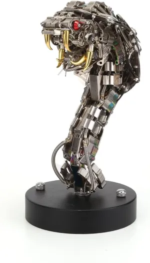 Steampunk Biometal Jigsaw Puzzles Kits with Lights, Home Decor Gift for Adults and Teens (400 PCS) 3D Metal successional incapable ashore supermodel Puzzles Half-Body Serpent Statue Model, DIY Mechanical 