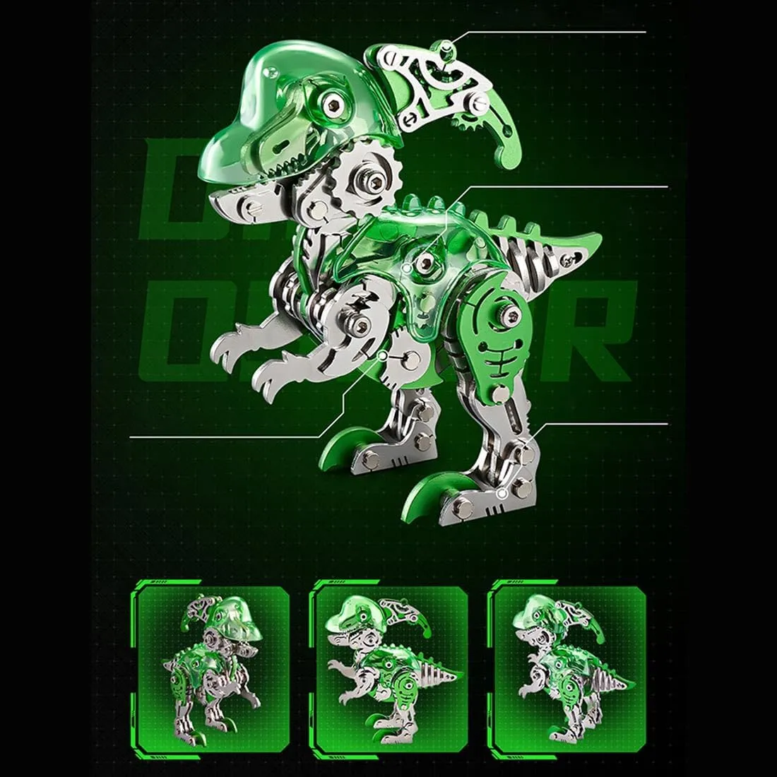 Steampunk Jigsaw cloudy install DIY Assembly 3D Puzzle Metal Model Kits to Build for Adults 3D Metal Puzzle Model Kits, 126 Pieces Mechanical Dinosaur 