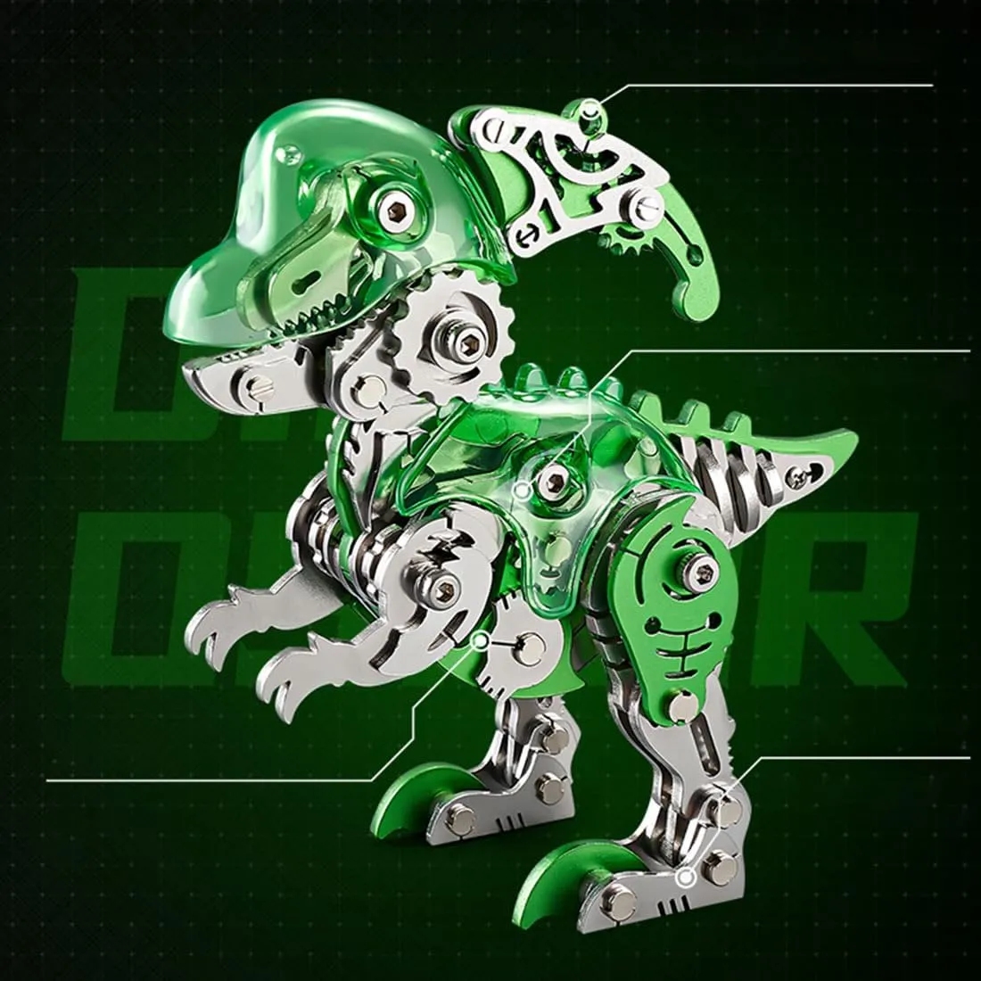 Steampunk Jigsaw cloudy install DIY Assembly 3D Puzzle Metal Model Kits to Build for Adults 3D Metal Puzzle Model Kits, 126 Pieces Mechanical Dinosaur 