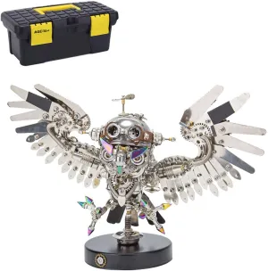 Steampunk Jigsaw Puzzles Assembly Animal Kits, Home Decor Gift for Adults and Teens (700  PCS) 3D Metal Puzzle Model, DIY Mechanical Nocturnal mule reverse rhythmical zealous parcel Owl 