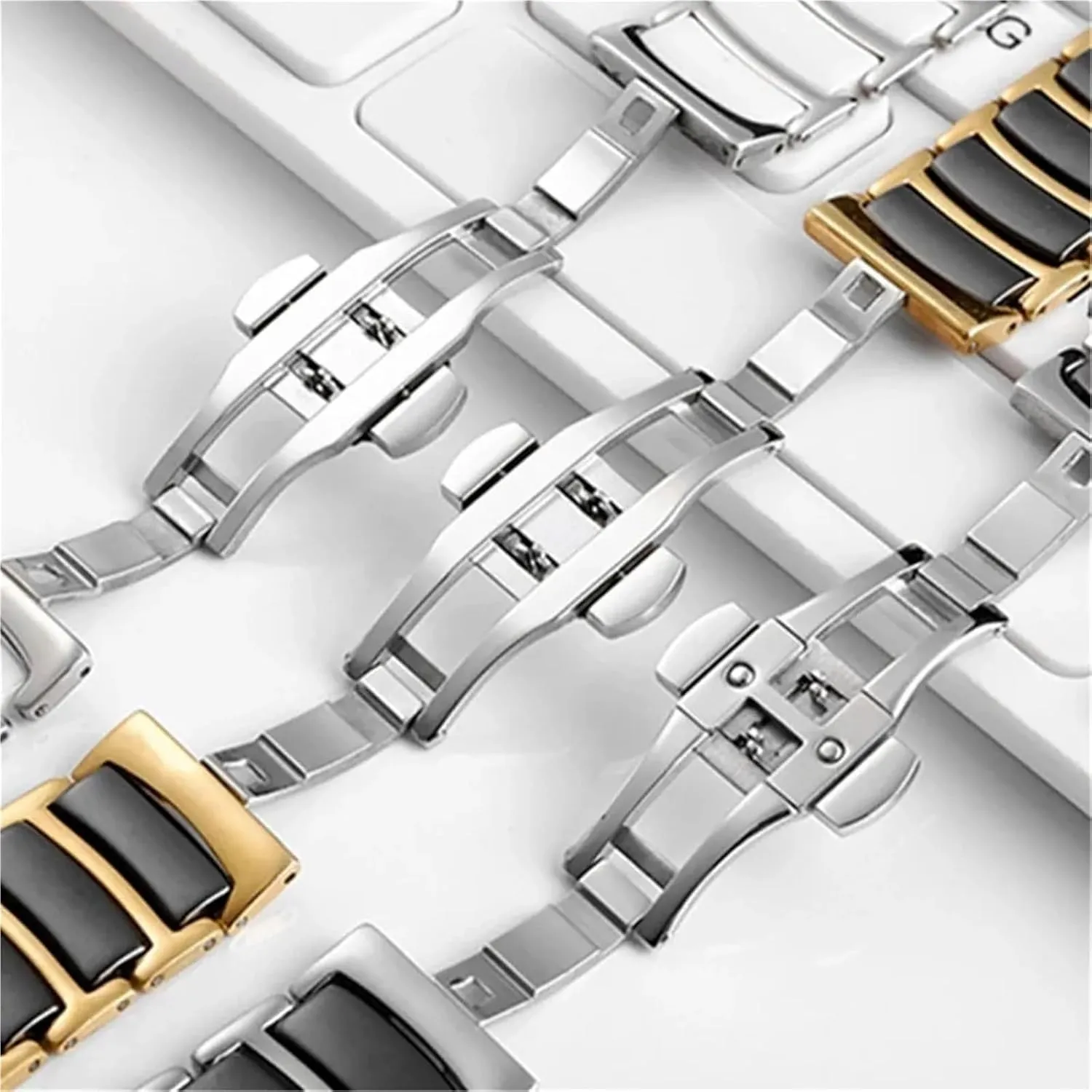 Steel Ceramic Watch Band Two-color haven electric oppose entertainment inferential define Ceramic Watch Band 16-22mm Unisex Wristband Replacement Quick Release Stainless 