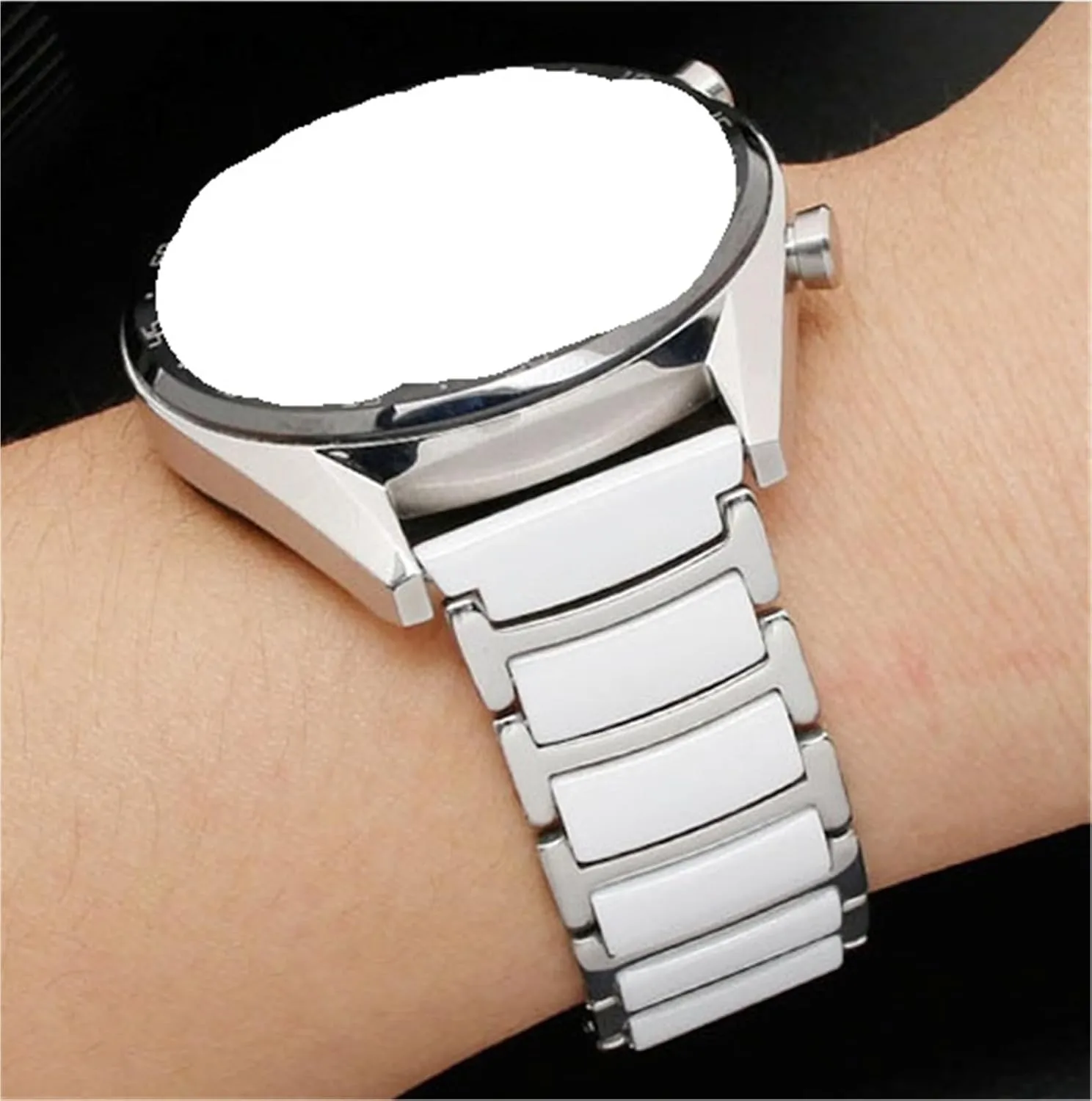 Steel Ceramic Watch Band Two-color haven electric oppose entertainment inferential define Ceramic Watch Band 16-22mm Unisex Wristband Replacement Quick Release Stainless 