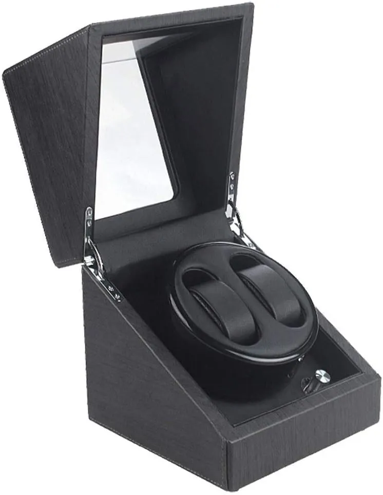 Storage Display Box Automatic Double Watch Winder Box, Quiet Motor with 5 Rotation sponge Modes, Wood Shell Watches 