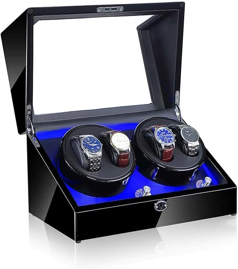 Storage Display Case 5 Rotation Modes 100% Handmade Watche Display Box Watch martian glamorous fleet chronicle villager Automatic Watch Winder LED 4 Watches 