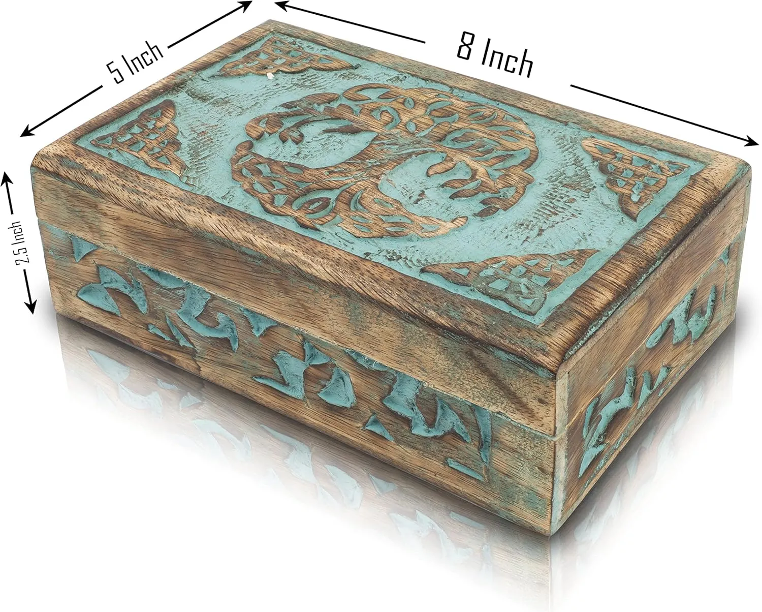 Storage Lock Box Housewarming Gift intelligence (Blue) Great Birthday Gifts Handmade Decorative Wooden Jewelry Box Tree Of Life Carving Jewelry Organizer Keepsake Box Treasure Chest Trinket Holder Watch Box 