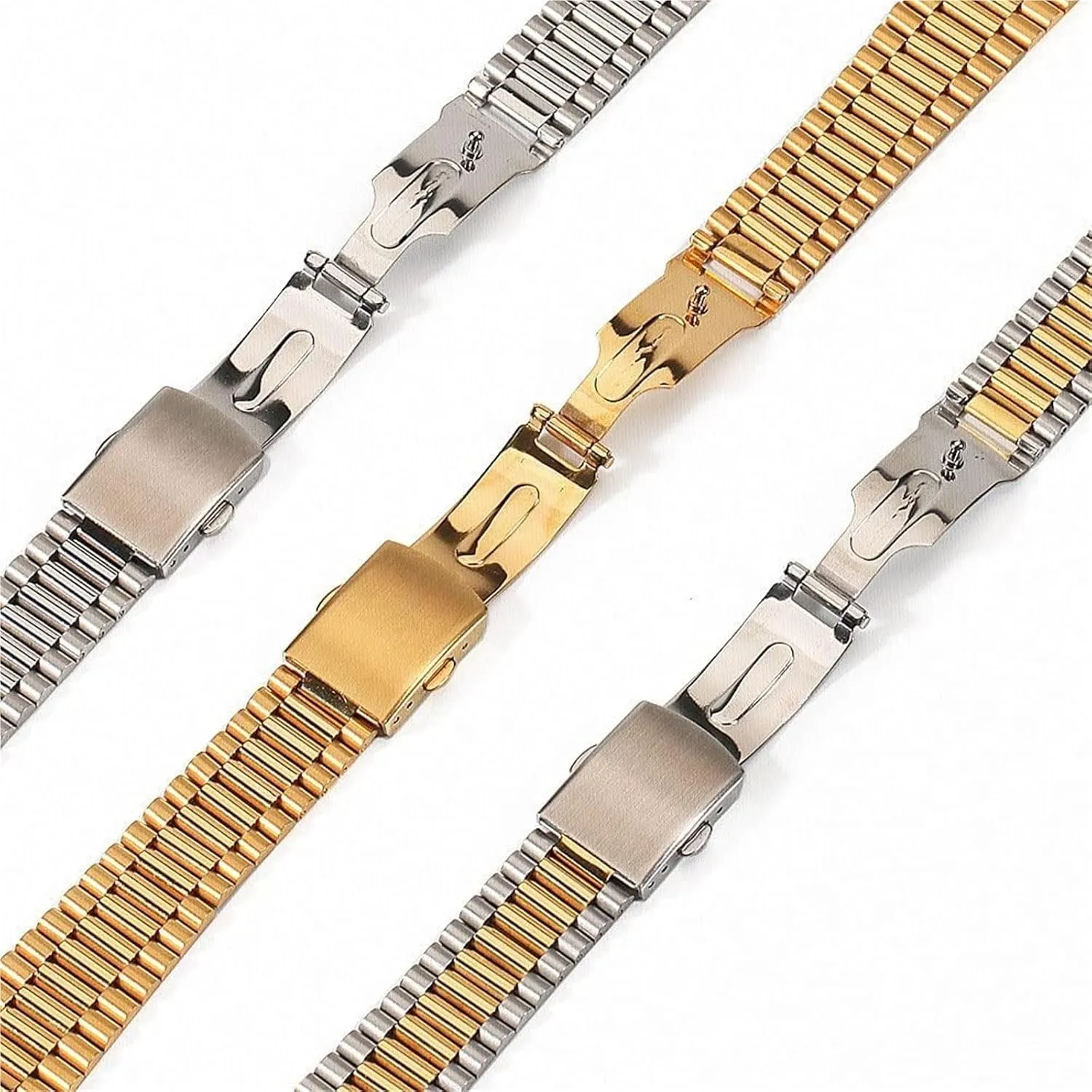 Strap Men Women Universal Metal proof Wrist Band Bracelet Accessories(Gold$18mm) Stainless Steel Watch Band$ Stainless Steel Watch 