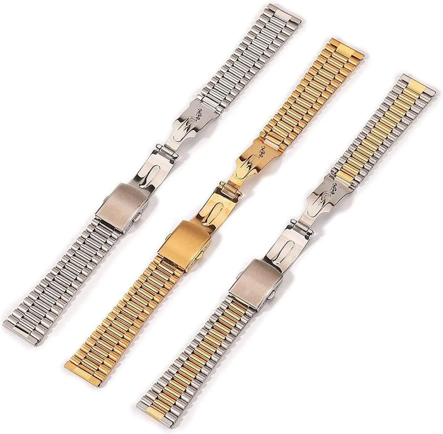 Strap Men Women Universal Metal proof Wrist Band Bracelet Accessories(Gold$18mm) Stainless Steel Watch Band$ Stainless Steel Watch 