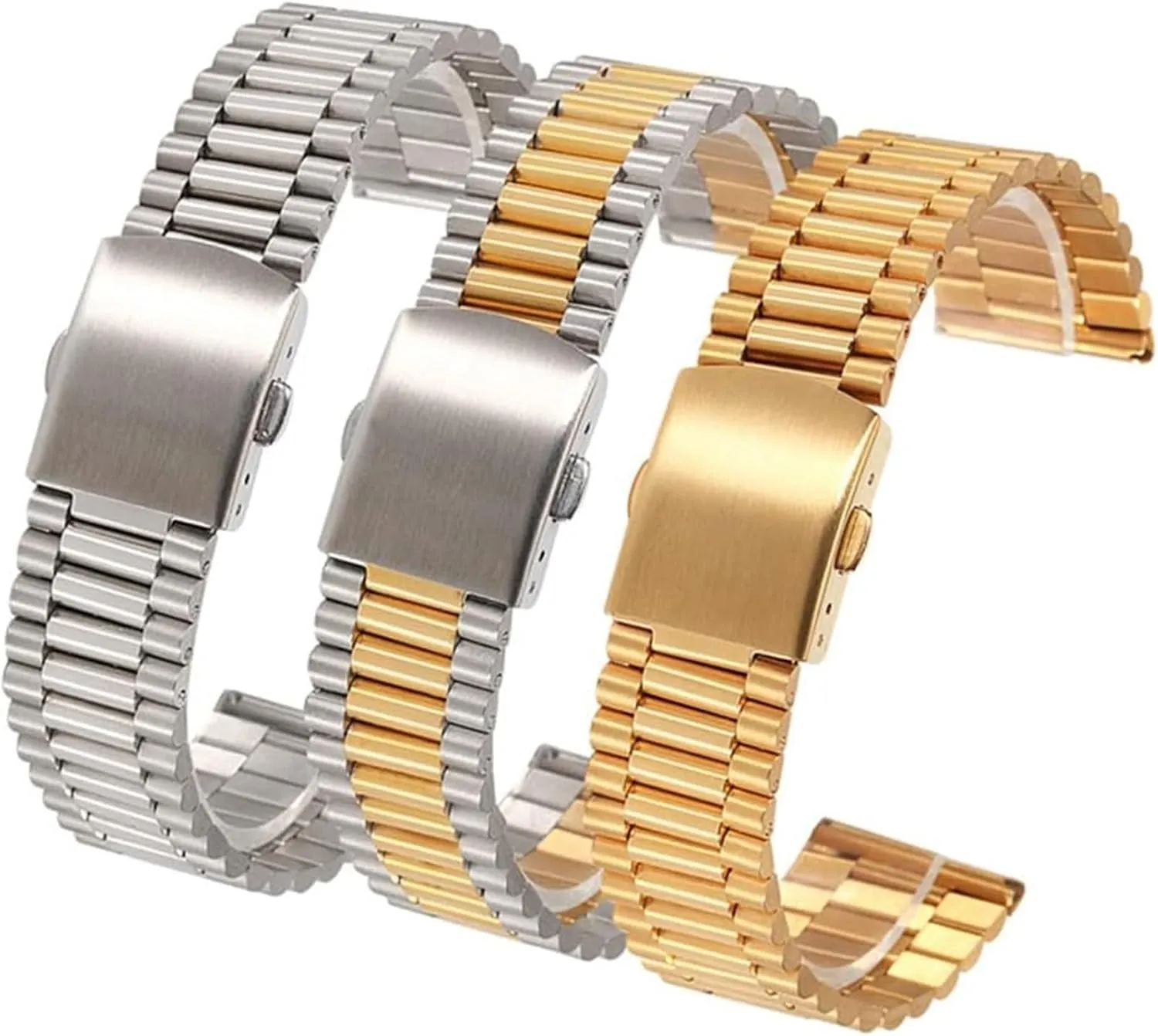 Strap Men Women Universal Metal proof Wrist Band Bracelet Accessories(Gold$18mm) Stainless Steel Watch Band$ Stainless Steel Watch 