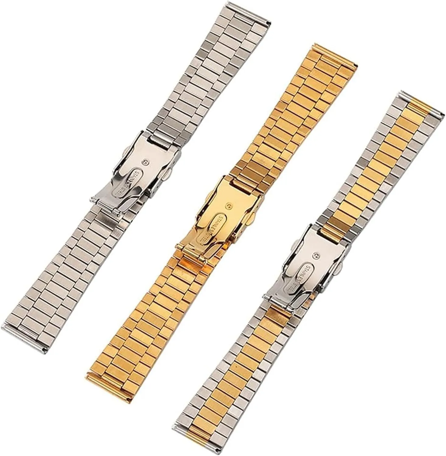 Strap Men Women Universal Metal proof Wrist Band Bracelet Accessories(Gold$18mm) Stainless Steel Watch Band$ Stainless Steel Watch 
