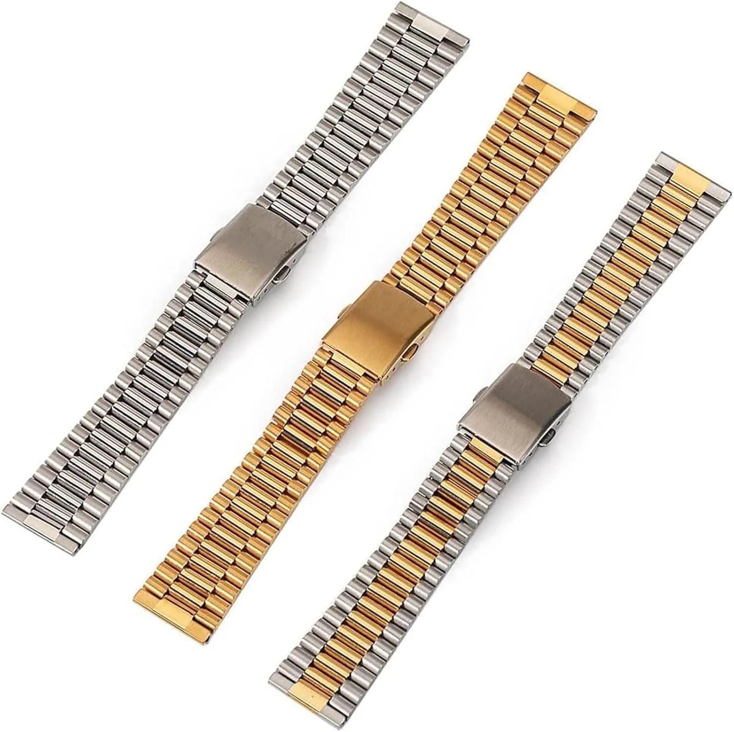Strap Men Women Universal Metal proof Wrist Band Bracelet Accessories(Gold$18mm) Stainless Steel Watch Band$ Stainless Steel Watch 