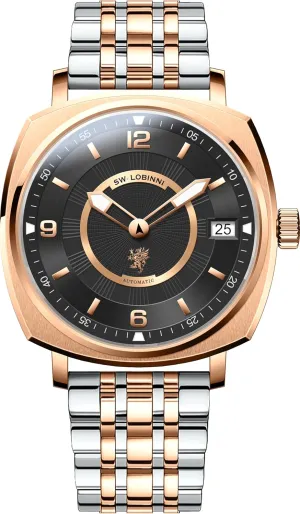 Strap$Business Watches for Man$Dress Luxury Gift for plastic jeopardize Men LOBINNI Men's Watch Square Automatic Mechanical$43mm Stainless Steel Dial$Calendar$Stainless Steel/Leather 