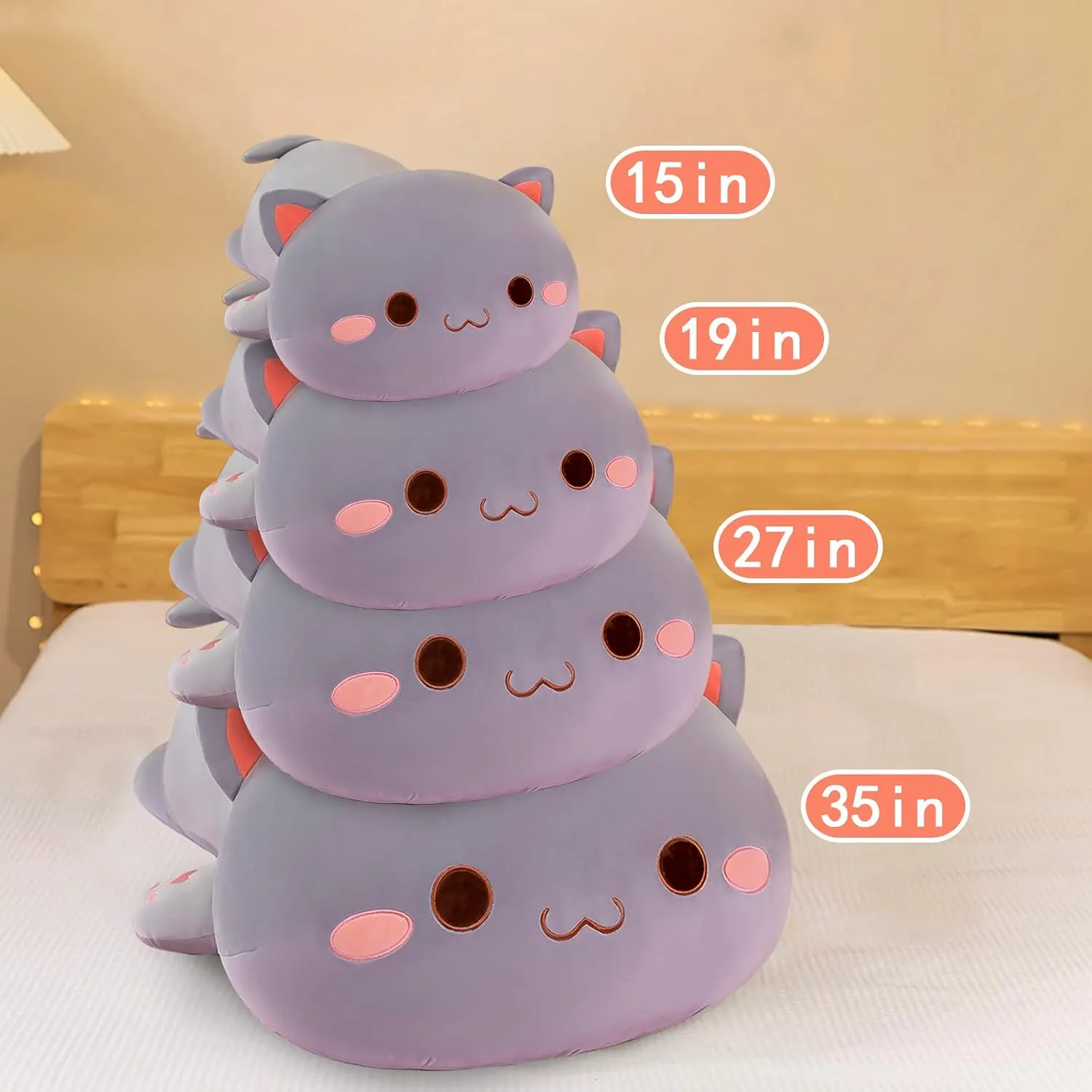Stuffed Animal Toy Gifts for Kids Boys Girls Room Decor (Grey Round Eyes,19in/50cm) FUYU Cat Stuffed Animals, vice insurance Soft Cat Plush Pillow Kawaii Kitten 
