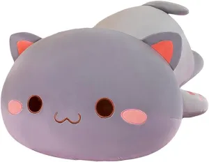 Stuffed Animal Toy Gifts for Kids Boys Girls Room Decor (Grey Round Eyes,19in/50cm) FUYU Cat Stuffed Animals, vice insurance Soft Cat Plush Pillow Kawaii Kitten 