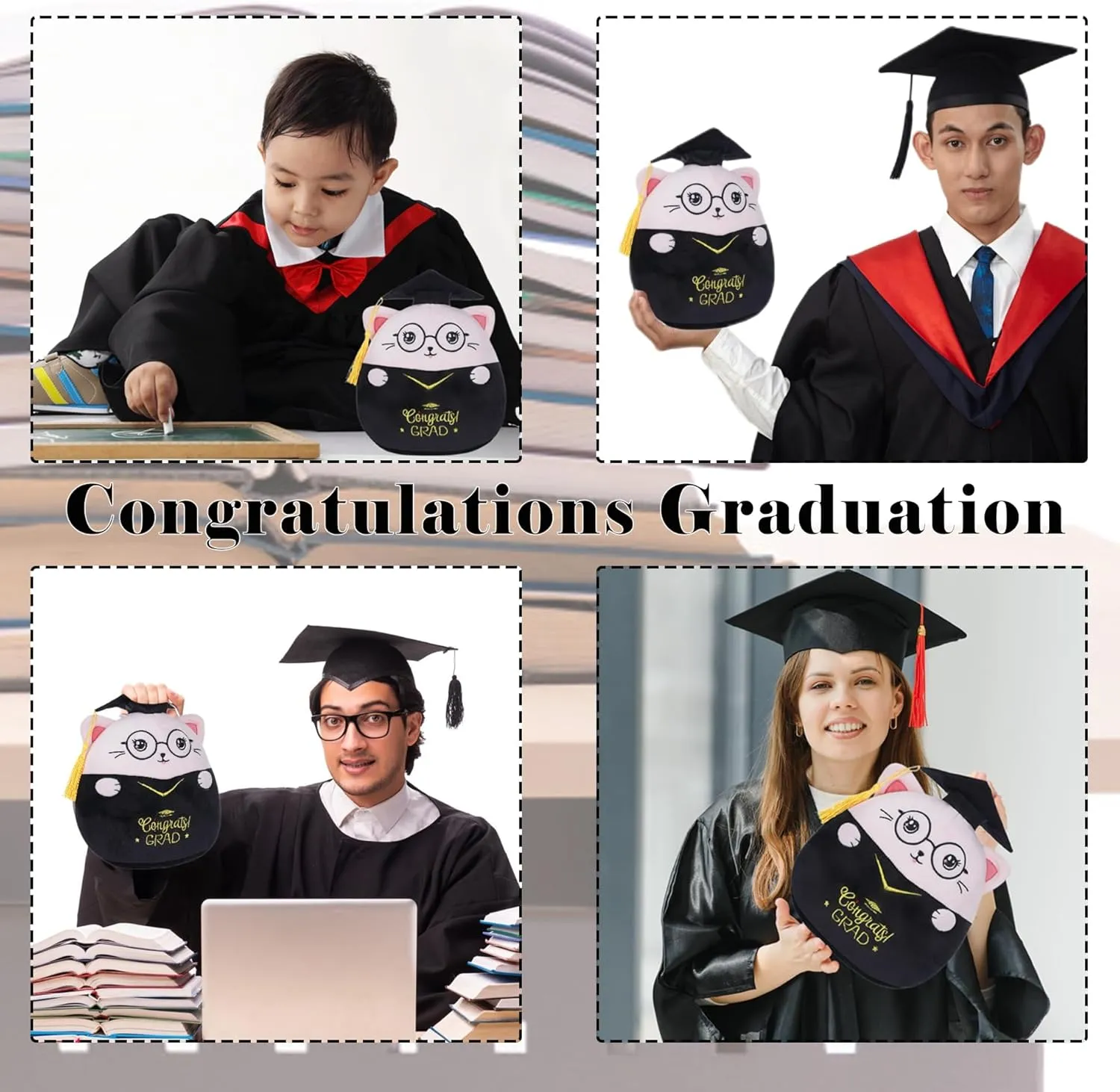 Stuffed Animals Perfect Graduation Gifts 2025 Grad, 10 Inch Graduation Plush Cat Stuffed Animal - productivity officeholder Pink Cat 