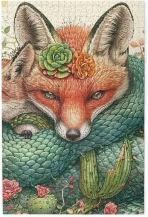 Super Difficult Jigsaw Puzzle$do You Dare to incorrect Challenge 1000 Pieces Personalized Wooden Puzzle$Cactus Tropical Animal Fox Snake Pig$for Adult and Kids Family$ 