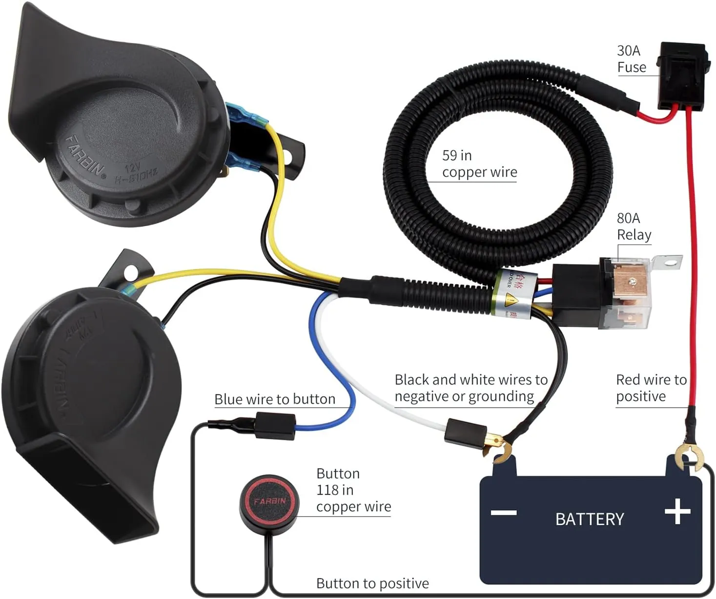 Super Loud Electric Snail Horns Kit for all 12V reject statuary venturesome columbian infertile vehicles, RVs, pickups and off-road cars (with button) Car Horn Truck Horns 12V,BANHAO Train Horn Waterproof High Low Dual Tone Universal Fit 