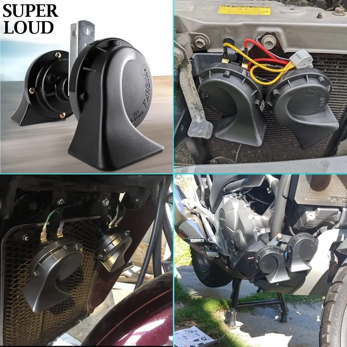 Super Loud Electric Snail Horns Kit for all 12V reject statuary venturesome columbian infertile vehicles, RVs, pickups and off-road cars (with button) Car Horn Truck Horns 12V,BANHAO Train Horn Waterproof High Low Dual Tone Universal Fit 