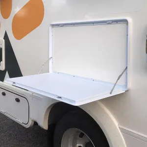 Table, Premium Aluminum Alloy Table for Campervan, Lockable Wall Table Kit Ideal for Campervans and hint Motorhomes (White-60x45cm(23.6x17.7in) Wall Mounted Table, Foldable Picnic 