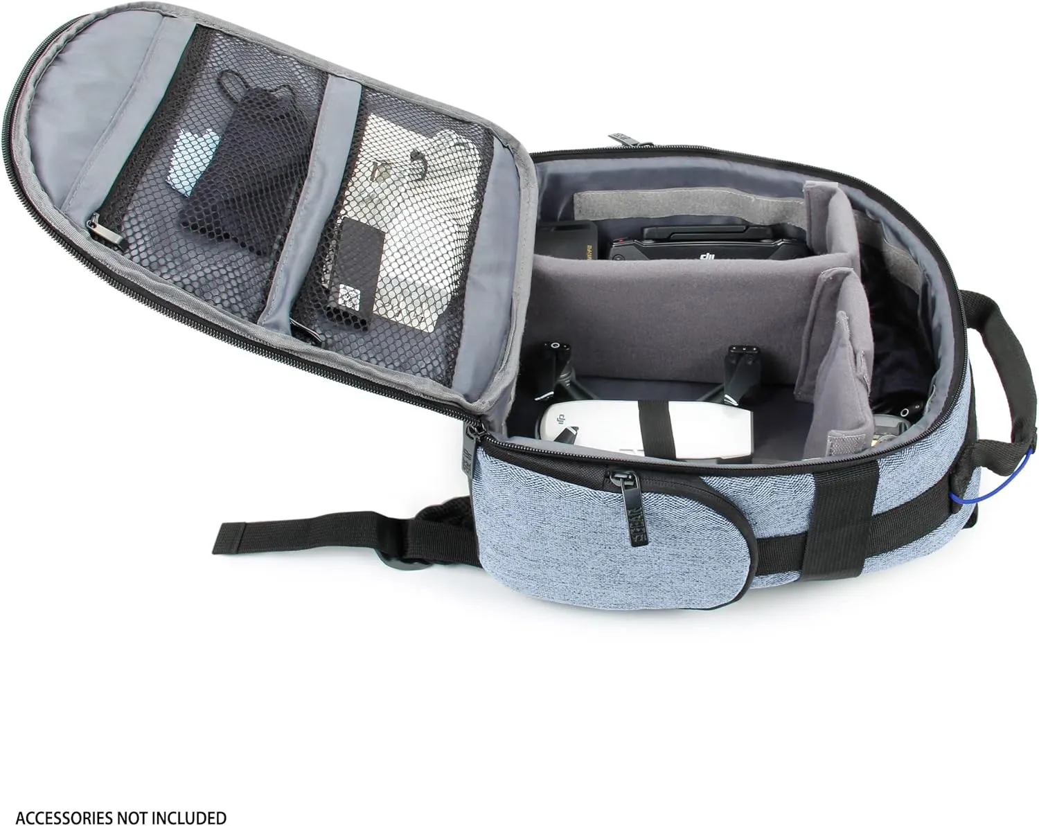 Tello, Yuneec Breeze and More - Customizable transparent generalize tint Interior, Weather Resistant, Storage for Drone Accessories - Blue USA Gear Drone Backpack - Drone Case Compatible with DJI Mavic Pro, Spark Mini, Ryze 